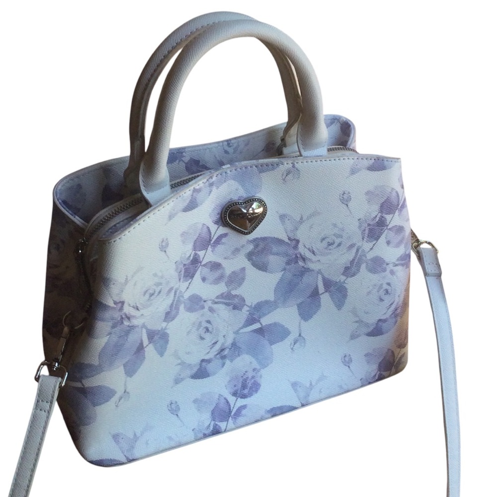 Betsey Johnson White and Purple Floral Shoulder or Crossbody Bag
